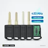 Clé télécommande 433 MHz 2 boutons pour Opel Agila, Meriva, Astra, sans puce - quatre lames alignées avec circuit