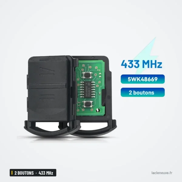 Clé télécommande 433 MHz 2 boutons pour Opel Corsa C, Meriva, Tigra, sans puce - boîtier ouvert avec circuit visible