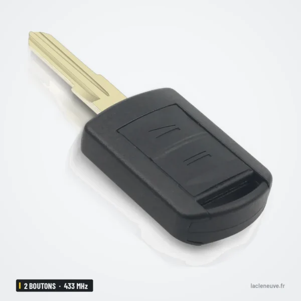 Clé télécommande 433 MHz 2 boutons pour Opel Corsa, Combo, Tigra, sans puce - vue arrière, lame dépliée