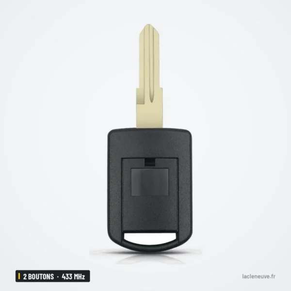 Clé télécommande 433 MHz 2 boutons pour Opel Corsa, Combo, Tigra, sans puce - lame seule, vue de face