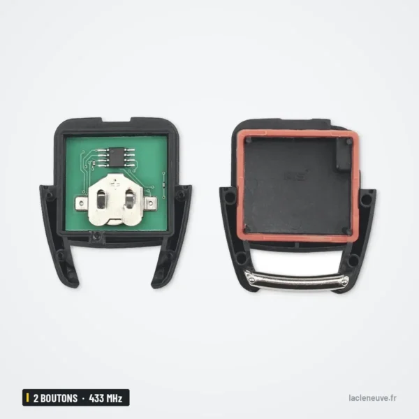 Clé télécommande 433 MHz 2 boutons pour Opel Corsa, Meriva, Combo - coque ouverte, circuit et languette