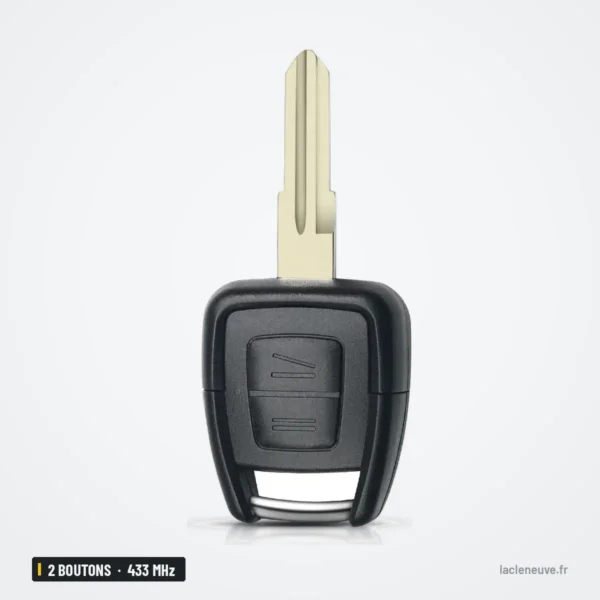 Clé télécommande 433 MHz 2 boutons pour Opel Zafira, Astra, Corsa, Meriva - gros plan sur la lame