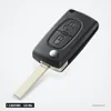 Clé télécommande 433 MHz 2 boutons pour Peugeot 207, 307, 407, 308, puce ID46 - vue de profil, lame dépliée