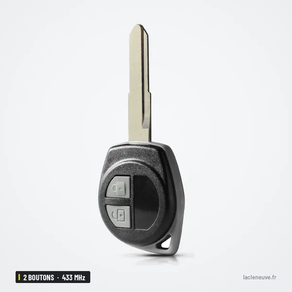 Clé télécommande 433 MHz 2 boutons pour Suzuki Swift, SX4, Ignis, puce ID46 - vue de profil, lame droite insérée