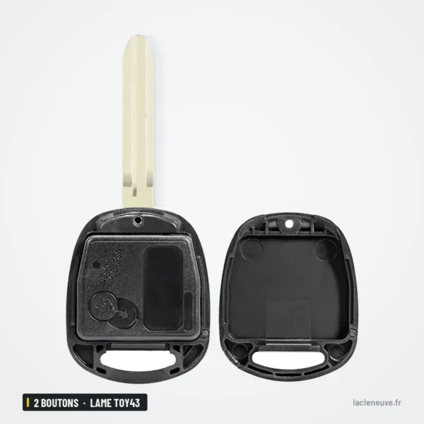 Clé télécommande 433 MHz 2 boutons pour Toyota Prado, RAV4, Kluger, lame TOY43 - coque ouverte, intérieur vide