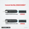 Clé télécommande 433 MHz 2 ou 3 boutons pour Citroën C2, C3, C4, Peugeot 207 - gros plan sur un numéro gravé sur le côté