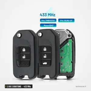 Clé télécommande 433 MHz 2 ou 3 boutons pour Honda Civic, CR-V, Jazz, puce ID47 - trois coques côte à côte, une ouverte Clé télécommande 433 MHz 2 ou 3 boutons pour Honda Civic, CR-V, Jazz, puce ID47 - trois coques côte à côte, une ouverte