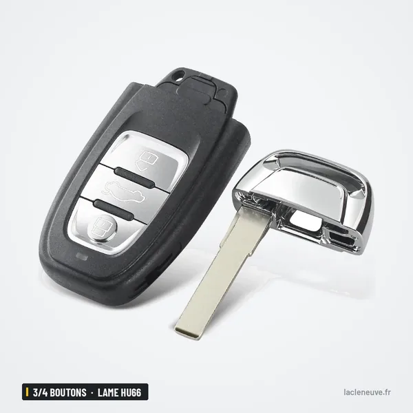 Clé télécommande 433 MHz 3/4 boutons pour Audi Q5, A4, A5, A7, lame HU66 - télécommande avec lame de clé séparée
