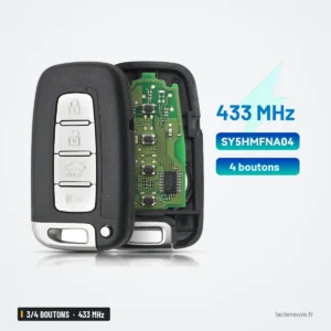 Clé télécommande 433 MHz 3/4 boutons pour Hyundai i30, Kia Forte, Rio, HYN14 - coque ouverte avec circuit et boutons