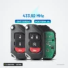 Clé télécommande 433 MHz 3/4 boutons pour Jeep Wrangler, puce PCF7939M - deux télécommandes et une coque ouverte avec circuit