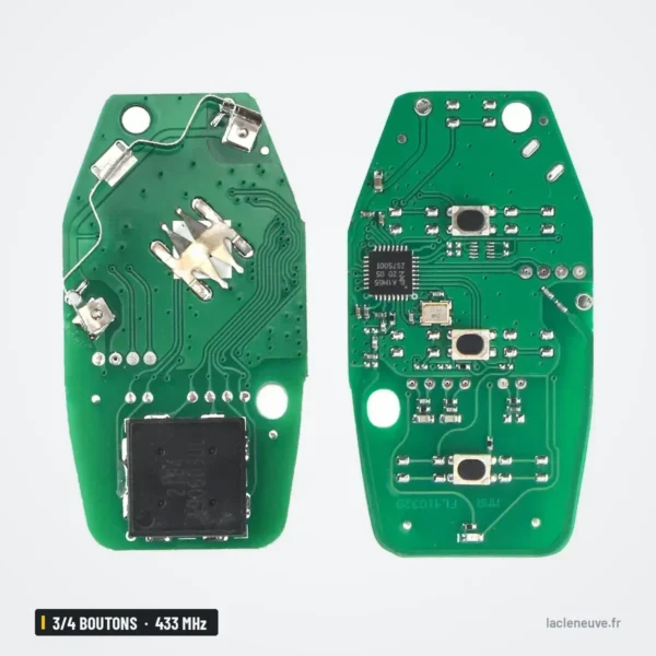 Clé télécommande 433 MHz 3/4 boutons pour Jeep Wrangler, puce PCF7939M - circuit imprimé, faces recto et verso