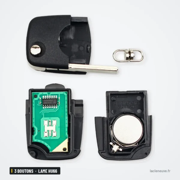 Clé télécommande 433 MHz 3 boutons pour Audi A3, A4, A6, lame HU66, puce ID48 - pièces détachées de la coque