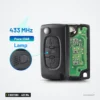 Clé télécommande 433 MHz 3 boutons pour Citroën C4, Peugeot 307, 308, puce ID46 - coque ouverte, circuit électronique visible
