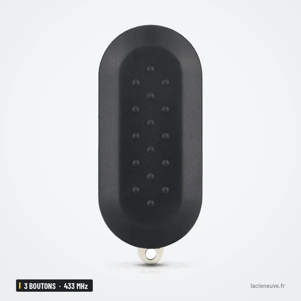 Clé télécommande 433 MHz 3 boutons pour Fiat 500, Doblo, Qubo, puce ID46 - dos de la coque, surface texturée