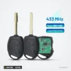 Clé télécommande 433 MHz 3 boutons pour Ford Fiesta, Focus, Mondeo, puce 4D60 - vue de face, deux clés identiques