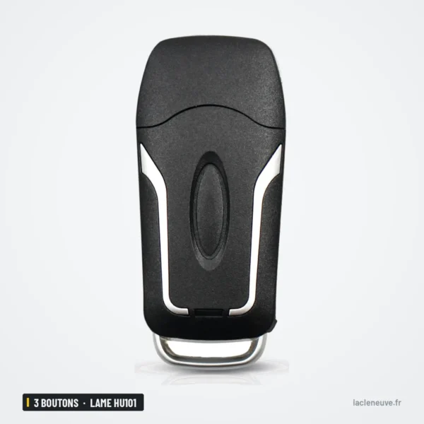 Clé télécommande 433 MHz 3 boutons pour Ford Focus, Mondeo, Fiesta, lame HU101 - coque lisse, vue de profil