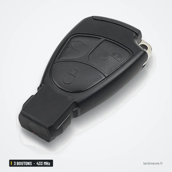 Clé télécommande 433 MHz 3 boutons pour Mercedes-Benz Classe C, E, S, ML - vue de face, trois boutons visibles