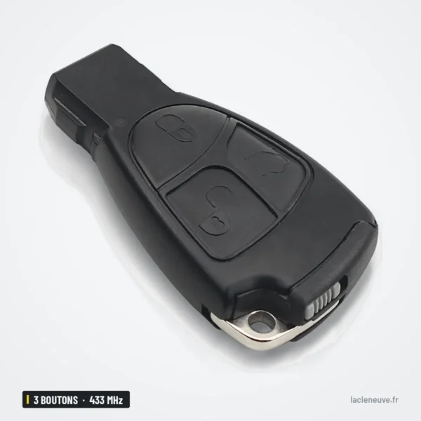 Clé télécommande 433 MHz 3 boutons pour Mercedes-Benz Classe C, E, S, ML - vue de profil, lame repliée