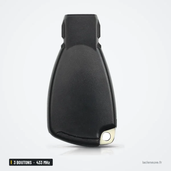 Clé télécommande 433 MHz 3 boutons pour Mercedes-Benz Classe C, E, S, ML - vue arrière, finition brillante