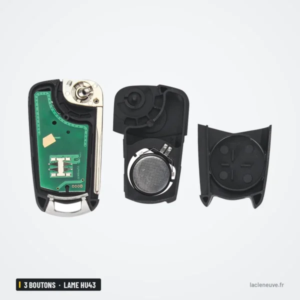 Clé télécommande 433 MHz 3 boutons pour Opel Vectra C, Signum, lame HU43 - lame, module électronique et coque séparés