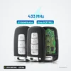 Clé télécommande 433 MHz 3 ou 4 boutons pour Hyundai Sonata, Kia Rio - deux télécommandes, une ouverte avec circuit visible