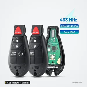 Clé télécommande 433 MHz 4 à 5 boutons pour Dodge Dart, puce ID46 - trois versions, circuit apparent sur l'une d'elles