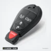 Clé télécommande 433 MHz 4 à 5 boutons pour Dodge Dart, puce ID46 - vue de face avec bouton panique rouge