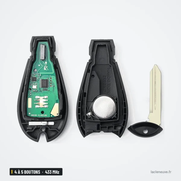 Clé télécommande 433 MHz 4 à 5 boutons pour Dodge Dart, puce ID46 - pièces détachées, pile ronde et circuit