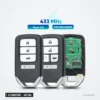Clé télécommande 433 MHz 4/5 boutons pour Honda Accord, Fit, HR-V, puce 4A - trois clés alignées, une ouverte avec circuit