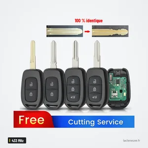 Clé télécommande 433 MHz pour Renault Trafic, Dacia Duster, puce PCF7961M - comparaison de lames découpées sur mesure