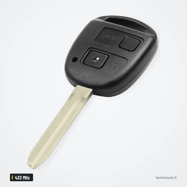 Clé télécommande 433 MHz pour Toyota Prado 120, RAV4, puce TOY43 - vue de trois quarts, mêmes boutons de verrouillage