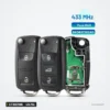 Clé télécommande 434 MHz 2/3 boutons pour Volkswagen Golf, Passat, puce ID48 - trois clés et circuit imprimé exposé