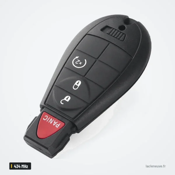 Clé télécommande 434 MHz pour Chrysler Town & Country, Dodge Caravan - vue de face, bouton panique en bas