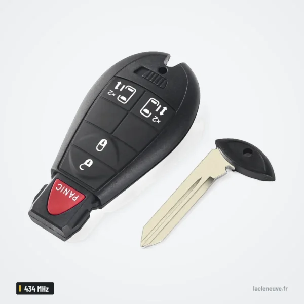 Clé télécommande 434 MHz pour Chrysler Town & Country, Dodge Caravan - lame sortie sur le côté