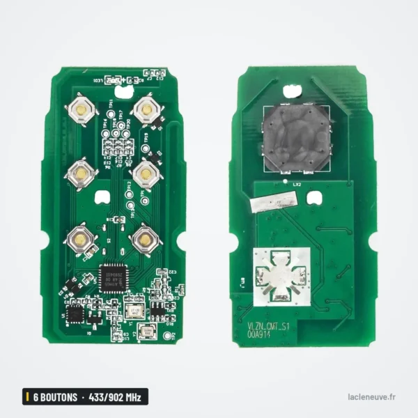 Clé télécommande 6 boutons pour Volvo XC60, XC70, S60, V70, 433/902 MHz - deux circuits imprimés, recto et verso