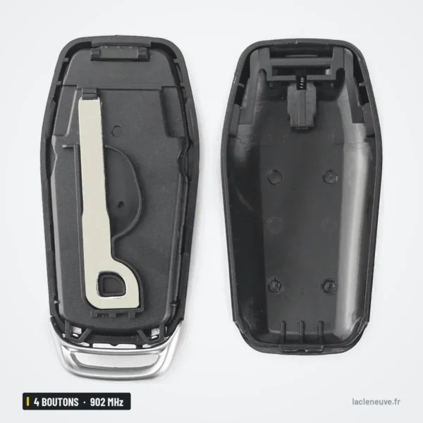 Clé télécommande 902 MHz 4 boutons pour Ford Explorer, Edge, Mustang - coque ouverte avec lame repliée à l'intérieur