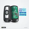 Clé télécommande intelligente 3 boutons pour BMW X5, X6, Z4, Série 1 - coque ouverte, circuit imprimé et pile visibles