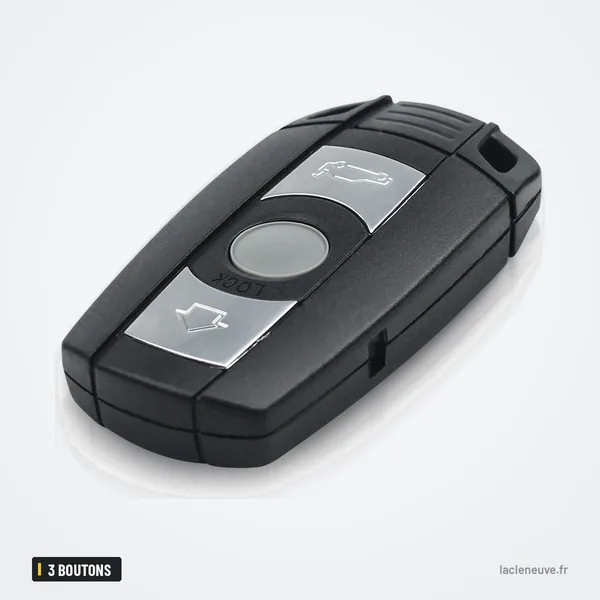 Clé télécommande intelligente 3 boutons pour BMW X5, X6, Z4, Série 1 - vue de face, deux boutons et logo