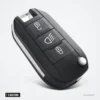 Clé télécommande pliante 3 boutons pour Peugeot 308, Citroën C4, C5, HU83/VA2 - clé pliée, vue de face, trois boutons