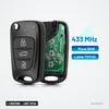 Clé télécommande pliante 433 MHz 3 boutons pour Hyundai i30, ix35, lame TOY40 - coque ouverte avec circuit vert visible