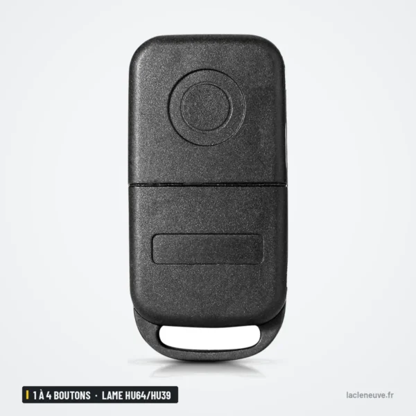 Coque de clé 1 à 4 boutons pour Mercedes Classe A, C, E, S, lame HU64/HU39 - dos de la coque, vue arrière