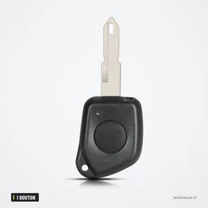 Coque de clé 1 bouton pour Peugeot 106, 205, 206, 306 - vue de face, lame complète déployée
