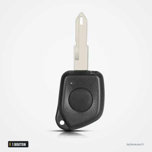 Coque de clé 1 bouton pour Peugeot 106, 205, 206, 306 - vue de face, lame complète déployée