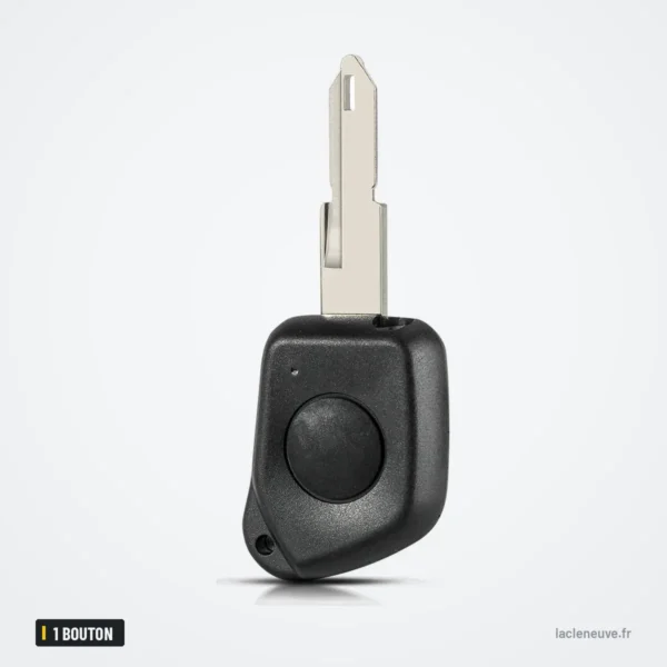 Coque de clé 1 bouton pour Peugeot 106, 205, 206, 306 - vue de trois quarts, lame déployée