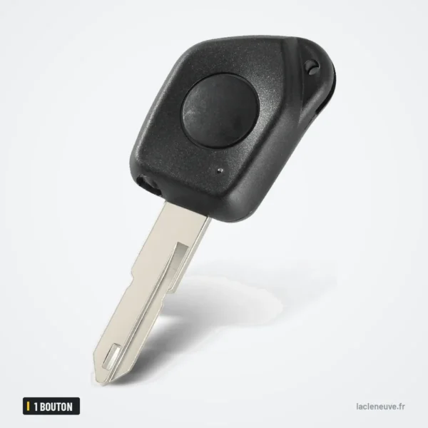 Coque de clé 1 bouton pour Peugeot 106, 205, 206, 306 - gros plan sur la tête et le bouton