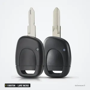 Coque de clé 1 bouton pour Renault Clio, Kangoo, Twingo, Master, lame VAC102 - deux clés identiques côte à côte