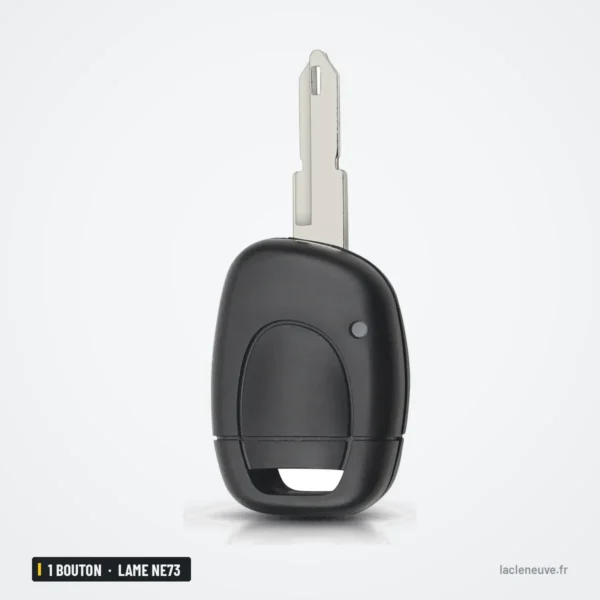 Coque de clé 1 bouton pour Renault Twingo, Clio, Kangoo, lame NE73 ou VAC102 - vue de profil, lame visible