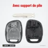 Coque de clé 1 bouton pour Renault Twingo, Clio, Kangoo, lame NE73 ou VAC102 - coque ouverte avec support de pile