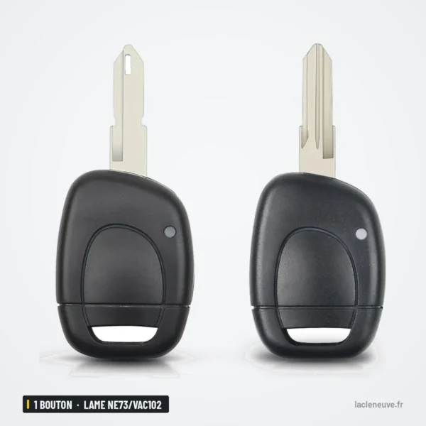 Coque de clé 1 bouton pour Renault Twingo, Clio, Kangoo, lame NE73/VAC102 - deux clés comparées côte à côte