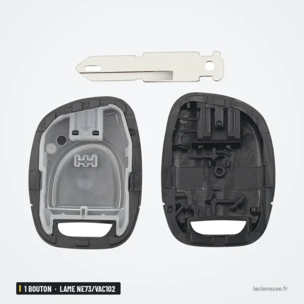 Coque de clé 1 bouton pour Renault Twingo, Clio, Kangoo, lame NE73/VAC102 - pièces détachées, lame et coque